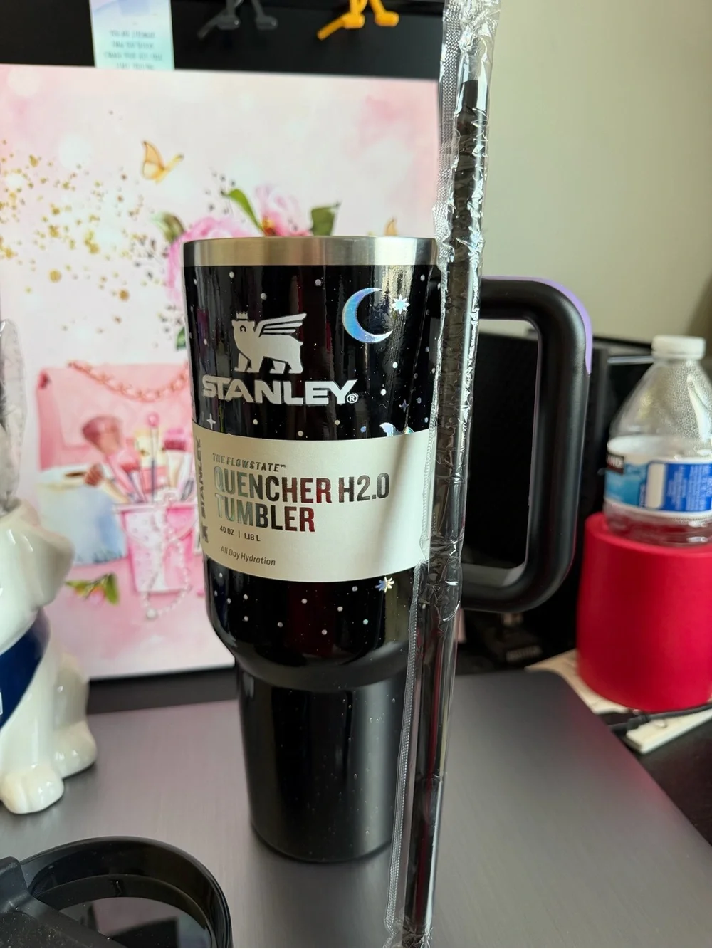 Stanley Quencher H2.0 Tumbler - Black & Purple with Stars, Moon, Bats RARE - Picture 8 of 9